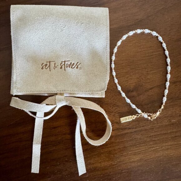 NWT Set & Stones Shelly Pearl and 14k Gold Anklet - Picture 6 of 6